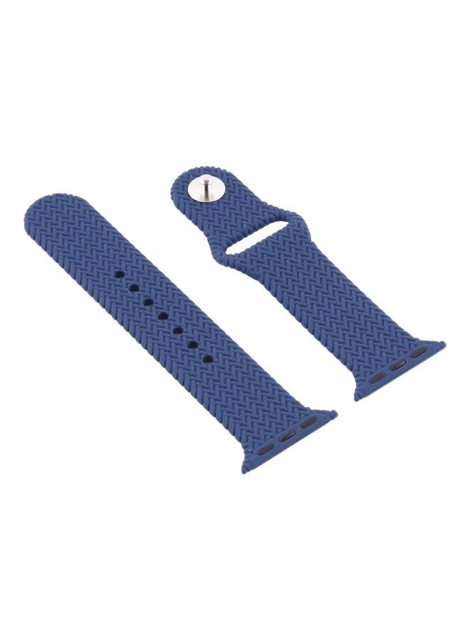 NIBEMINENT Woven Pattern Snap Watchband For Apple Watch Series 7 41mm/6 & SE 5 4 40mm/3 2 1 38mm Blue - Image 3