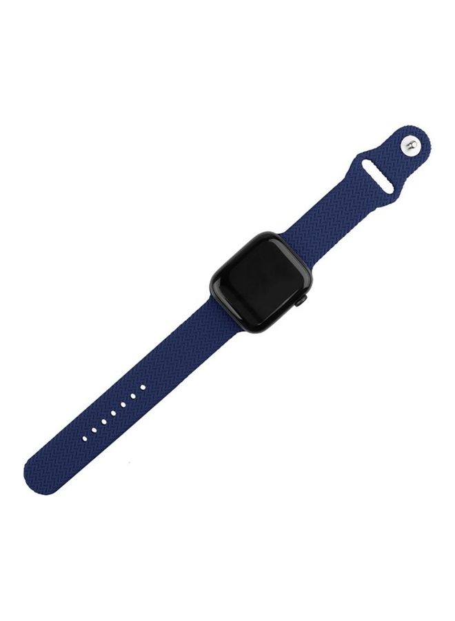 NIBEMINENT Woven Pattern Snap Watchband For Apple Watch Series 7 41mm/6 & SE 5 4 40mm/3 2 1 38mm Blue - Image 4