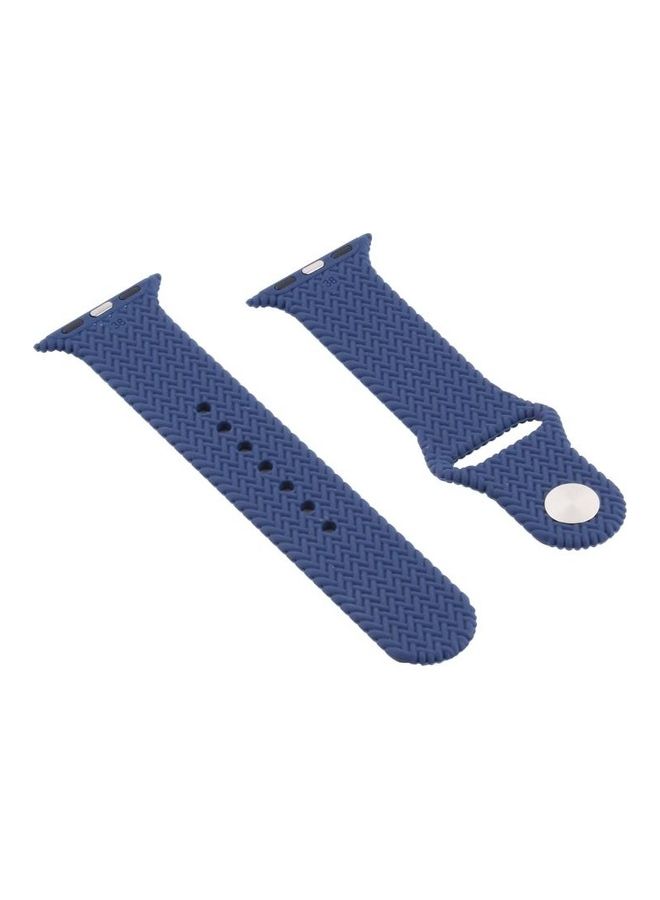 NIBEMINENT Woven Pattern Snap Watchband For Apple Watch Series 7 41mm/6 & SE 5 4 40mm/3 2 1 38mm Blue - Image 2