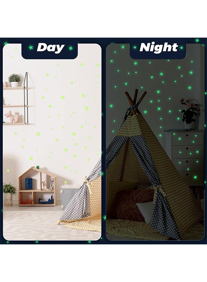 واي جيه ملصقات نجوم تتوهج في الظلام للسقف، 514 قطعة من ملصقات النجوم الثلاثية الأبعاد المضيئة للجدران والسقف، ملصقات لاصقة مضيئة للقيام بها بنفسك - Image 3