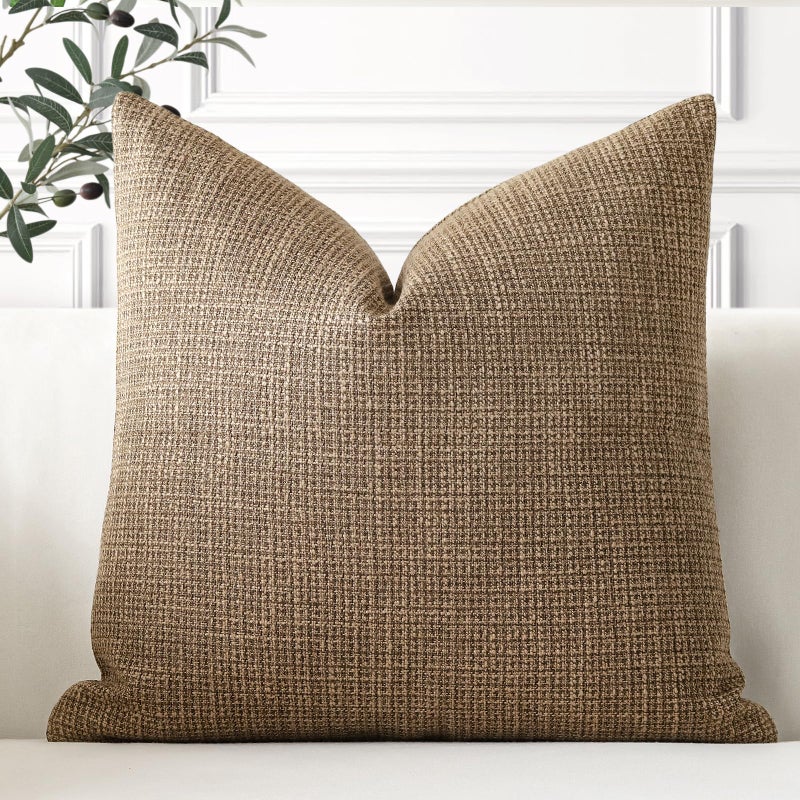 Artscope Linen Cushion Covers Set of 1 Decorative Square Pillowcase Pillow Cover 18x18 Inch for Home Decor Sofa Bedroom Car 45x45cm Brown
