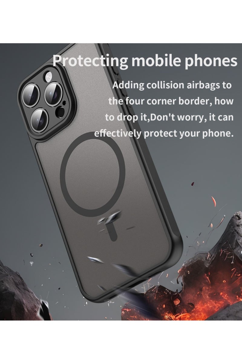 Abania iPhone 15 Pro Max Cover,iPhone 15 Pro Max Magnetic MagSafe Case,Magnetic Translucent Matte Shockproof Protective Slim Phone Cover with Strong Magnet for iPhone 15 Pro Max,Black - Image 3
