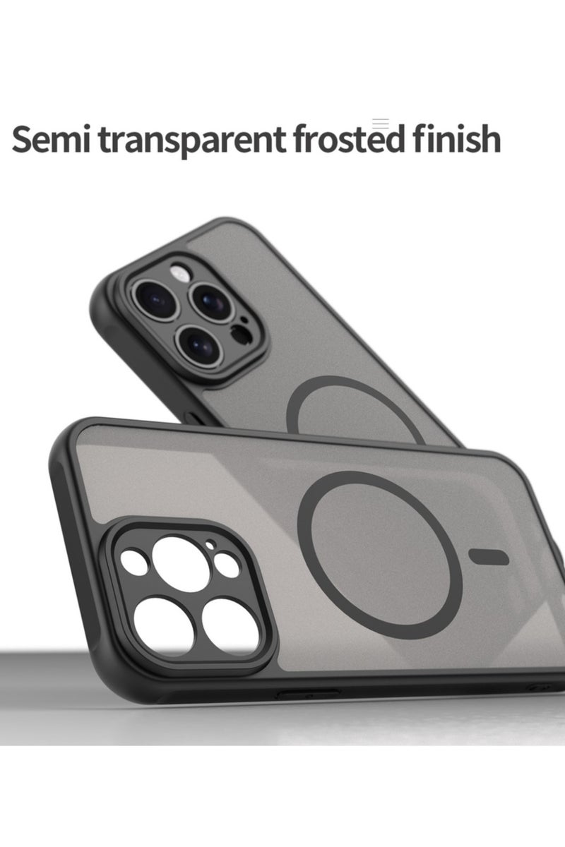 Abania iPhone 15 Pro Max Cover,iPhone 15 Pro Max Magnetic MagSafe Case,Magnetic Translucent Matte Shockproof Protective Slim Phone Cover with Strong Magnet for iPhone 15 Pro Max,Black - Image 4