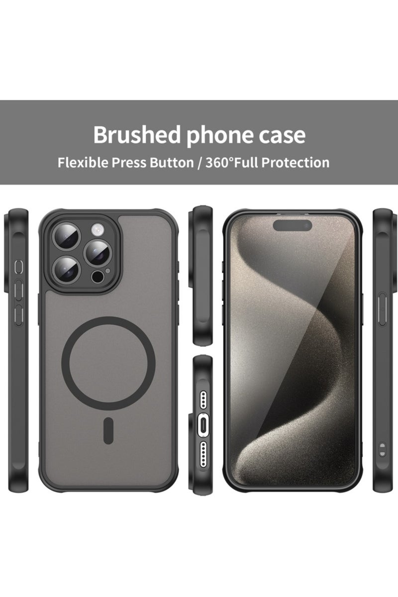Abania iPhone 15 Pro Max Cover,iPhone 15 Pro Max Magnetic MagSafe Case,Magnetic Translucent Matte Shockproof Protective Slim Phone Cover with Strong Magnet for iPhone 15 Pro Max,Black - Image 2