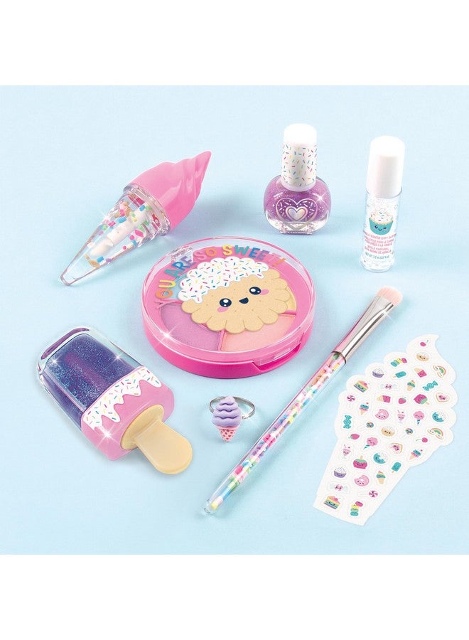 Make It Real : Candy Shop Cosmetic Set 9 Pcs, Vanilla & Strawberry Scented Cosmetics, Icecream Shaped Glosses, Beauty Kit, Tweens, Girls & Kids Ages 8+ - Image 4