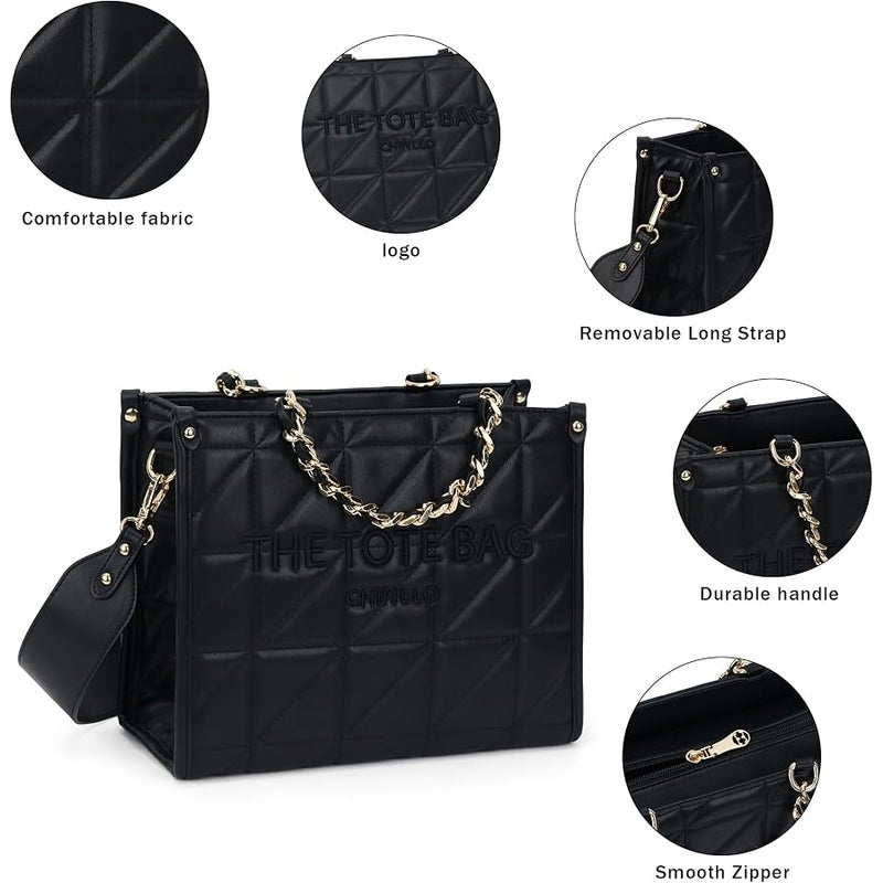 Chinllo Tote Bag for Women, Top Handle Stachel Purse and Handbags with Shoulder Strap - Image 4