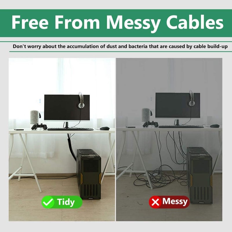 StangH Cable Management Sleeves for Wires - Cord Management System Wrap Cover Organizer with Zipper, 19" Wire Hider Protector for TV/PC Computer/Office/Home Entertainment, Black, 4Pcs - Image 5