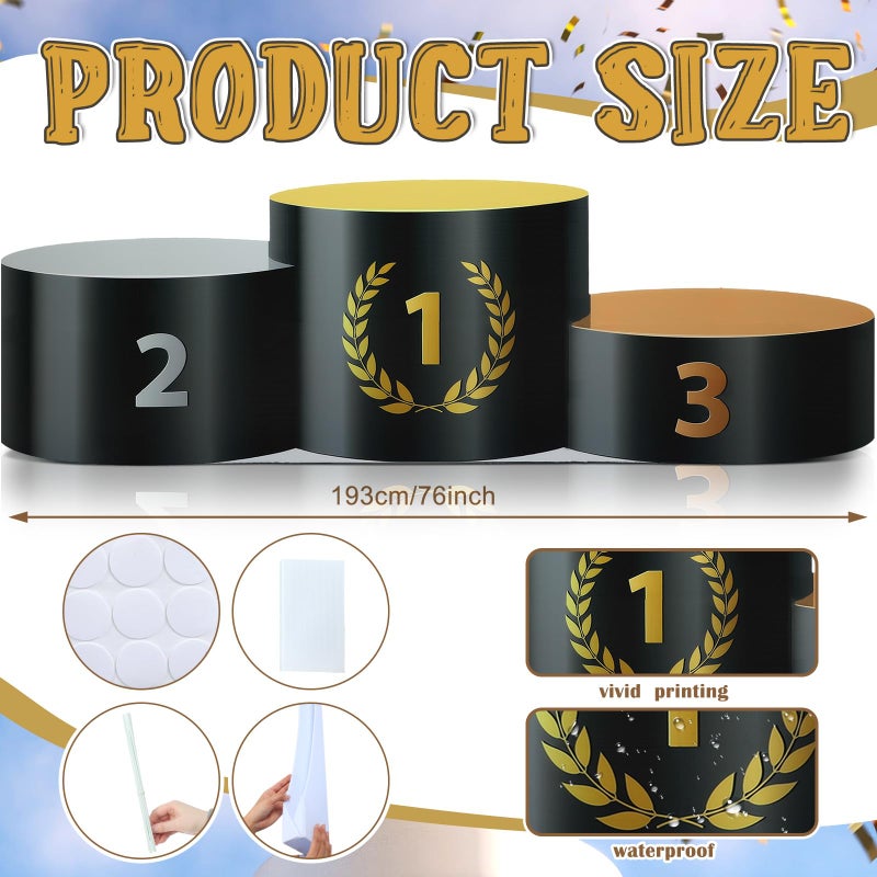Threehoney 6.3 Feet Winners Podium Stand-in Cardboard Cutout Stand-up Life Size Rewards Sports Competition Theme Party Decoration Backdrop Photo Props First Second Third Place Stand up Cutout - Image 2
