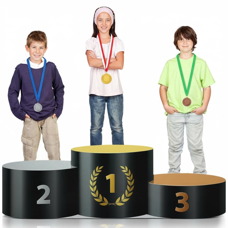 Threehoney 6.3 Feet Winners Podium Stand-in Cardboard Cutout Stand-up Life Size Rewards Sports Competition Theme Party Decoration Backdrop Photo Props First Second Third Place Stand up Cutout - Image 1