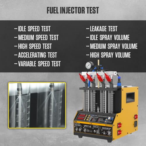 LUTIFIX Fuel Injector Cleaner Tester, 4 Cylinder & 2L Ultrasonic Injector Cleaner and Tester Machine with Cleaning Fluid Heating, 5 Adapters, 9 Testing Functions for Automotive & Motorcycle, 110V/220V, CT160 - Image 5