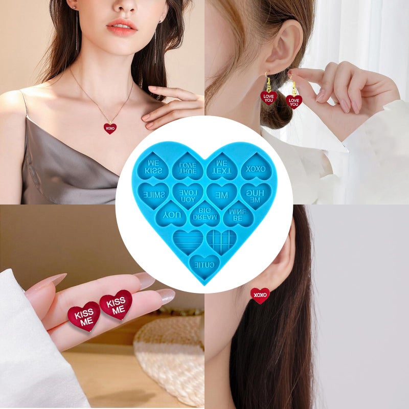 EDUEE Heart Resin Molds 5pcs Valentine's Heart Silicone Resin Molds for Keychain, Epoxy Resin Casting, Jewelry Making, Valentine Cake Decoration, Cupcake Topper - Image 4