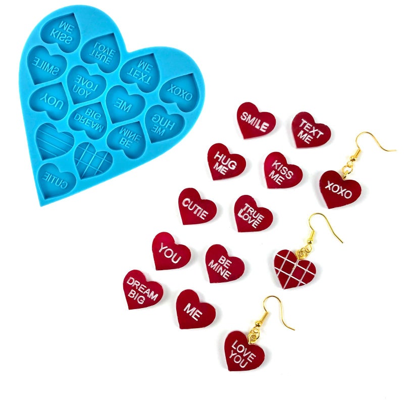 EDUEE Heart Resin Molds 5pcs Valentine's Heart Silicone Resin Molds for Keychain, Epoxy Resin Casting, Jewelry Making, Valentine Cake Decoration, Cupcake Topper - Image 3