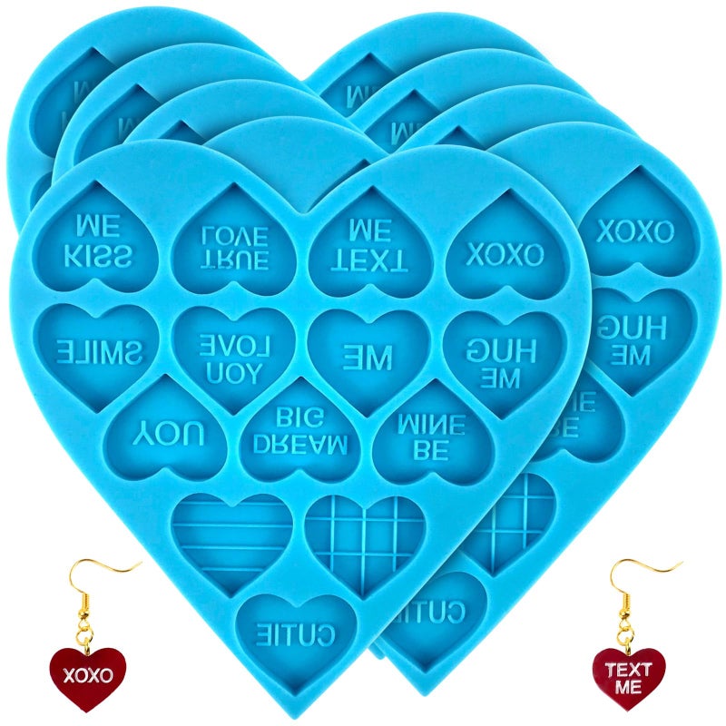 EDUEE Heart Resin Molds 5pcs Valentine's Heart Silicone Resin Molds for Keychain, Epoxy Resin Casting, Jewelry Making, Valentine Cake Decoration, Cupcake Topper - Image 1