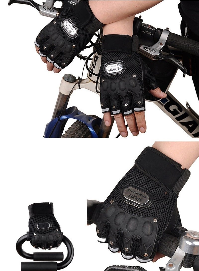 SPORT 2-Piece Half-Finger Protective Cycling Gloves，High-quality non-slip design，Leather wrap with strong plastic anti-collision protection，For Motorcycle Racing and Outdoor sports. - Image 4