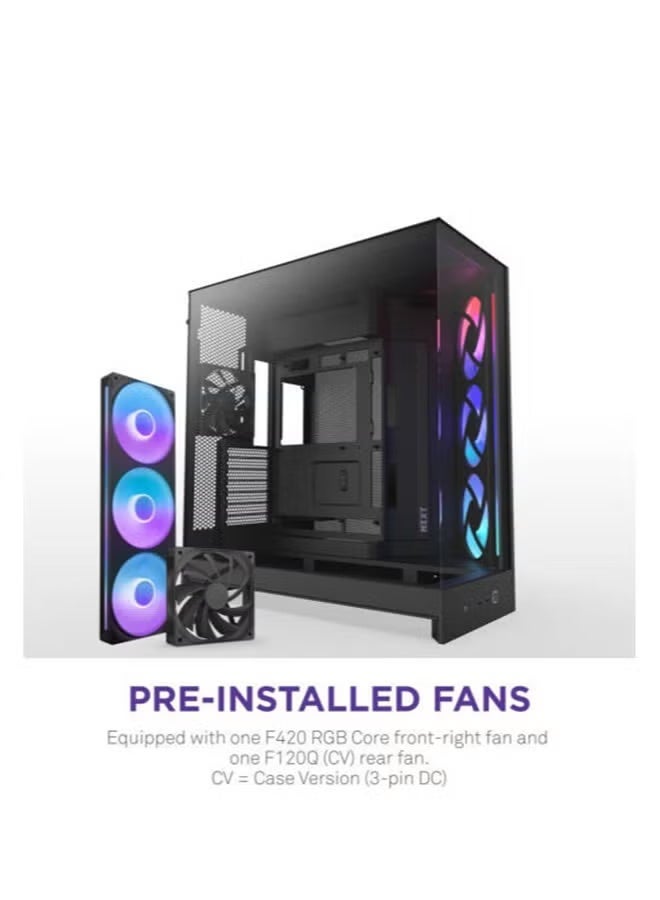NZXT H9 Flow RGB Dual-Chamber ATX Mid-Tower Case, Panoramic Tempered Glass, High-Airflow Design, Supports Dual 360mm Radiators, Up to 10 Fans, E-ATX Compatible, Black - Image 4