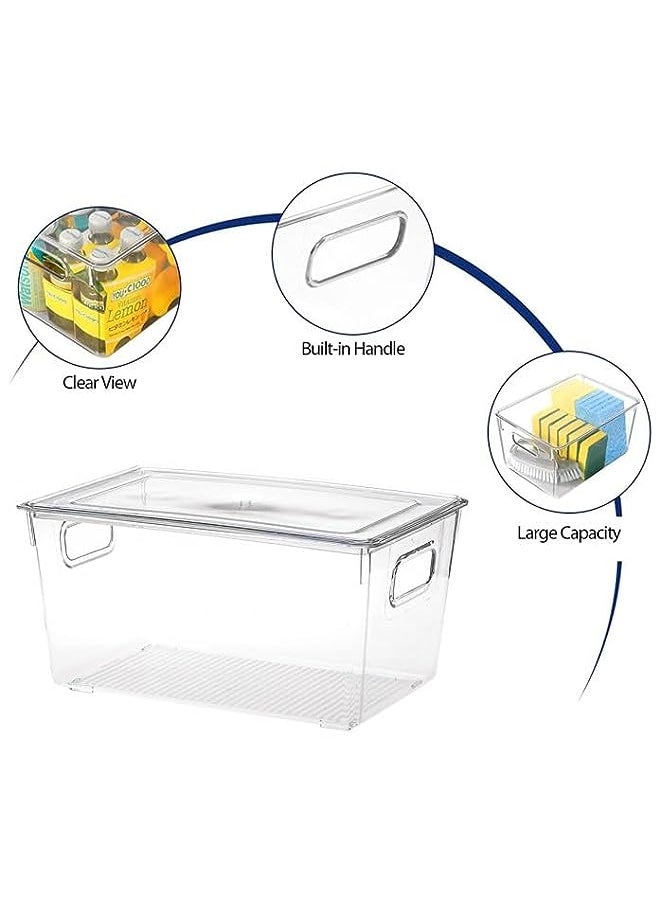 AtrauX Plastic Stackable Refrigerator Bins, Food Storage Containers Box with Lid, Organizers for Kitchen Fridge, Freezer, Vegetables, Pantry, and Bathroom (Large 2 packs)  - Image 4