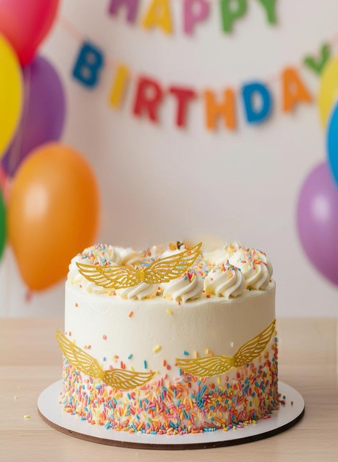 Sliverdew 50PCS Wizard Party Chocolate Decoration Wings Chocolate Decoration, Wings Wafer Cupcake Toppers with 50PCS Glue Point, Wafer Cupcake Toppers for Anniversary Birthday Wedding - Image 5