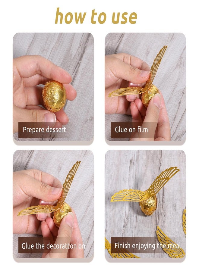 Sliverdew 50PCS Wizard Party Chocolate Decoration Wings Chocolate Decoration, Wings Wafer Cupcake Toppers with 50PCS Glue Point, Wafer Cupcake Toppers for Anniversary Birthday Wedding - Image 3