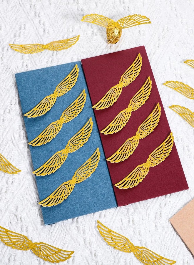 Sliverdew 50PCS Wizard Party Chocolate Decoration Wings Chocolate Decoration, Wings Wafer Cupcake Toppers with 50PCS Glue Point, Wafer Cupcake Toppers for Anniversary Birthday Wedding - Image 4