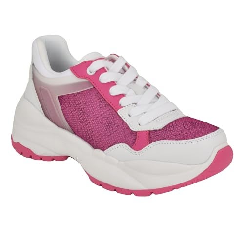GUESS Women's Samra Sneaker, Pink/White 660, 9.5 - Image 1