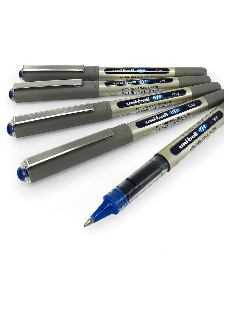 Uniball Uni-Ball - UB-157 Liquid Ink Rollerball Pens - 0.7mm Nib - Blue Ink - Pack of 5  - Image 1