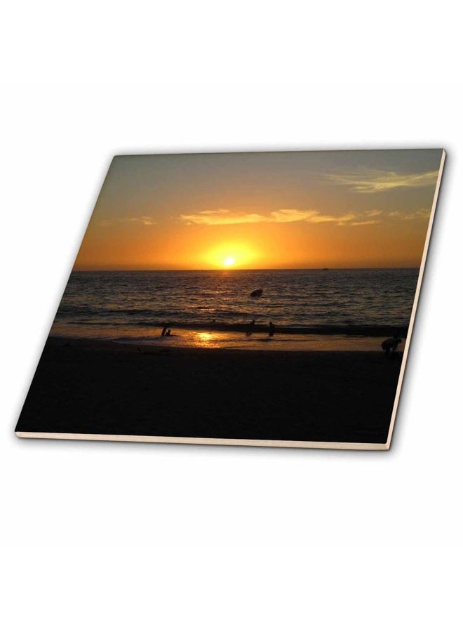 3DROSE ct_18567_3 Sunset at The Beach Ceramic Tile, 8-Inch - Image 3