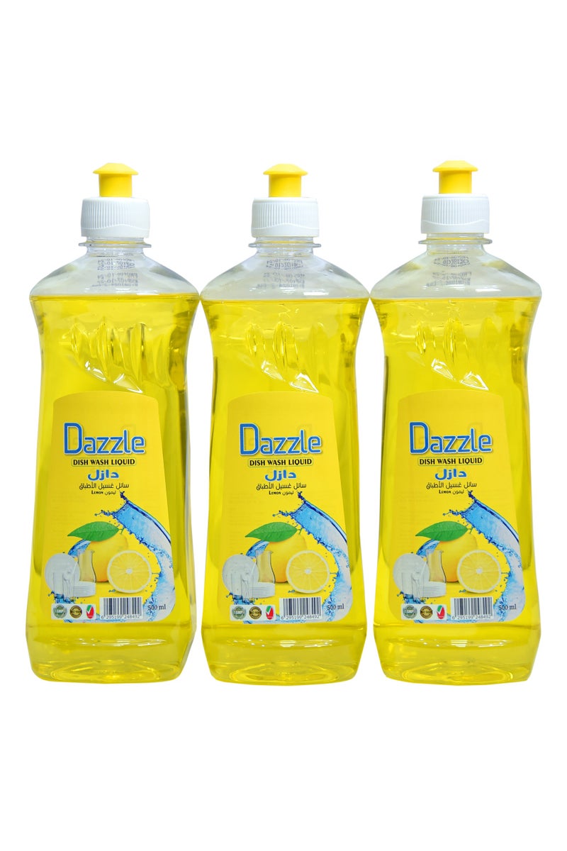 دازل عرض العبوة (عبوة من 3 قطع سعة 500 مل): سائل غسيل الأطباق دازل بالليمون