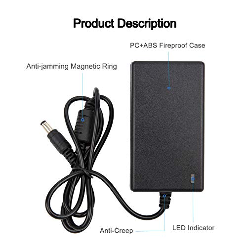 COOLM 12V 4A Power Supply - COOLM AC 100-240V 50/60Hz to DC 12 Volt 4 amp 4Amp 48W Power Converter Charger 12V4A + 5.5x2.1mm DC Female Jack Socket for 12V LED Strip Lights CCTV Camera - Image 3