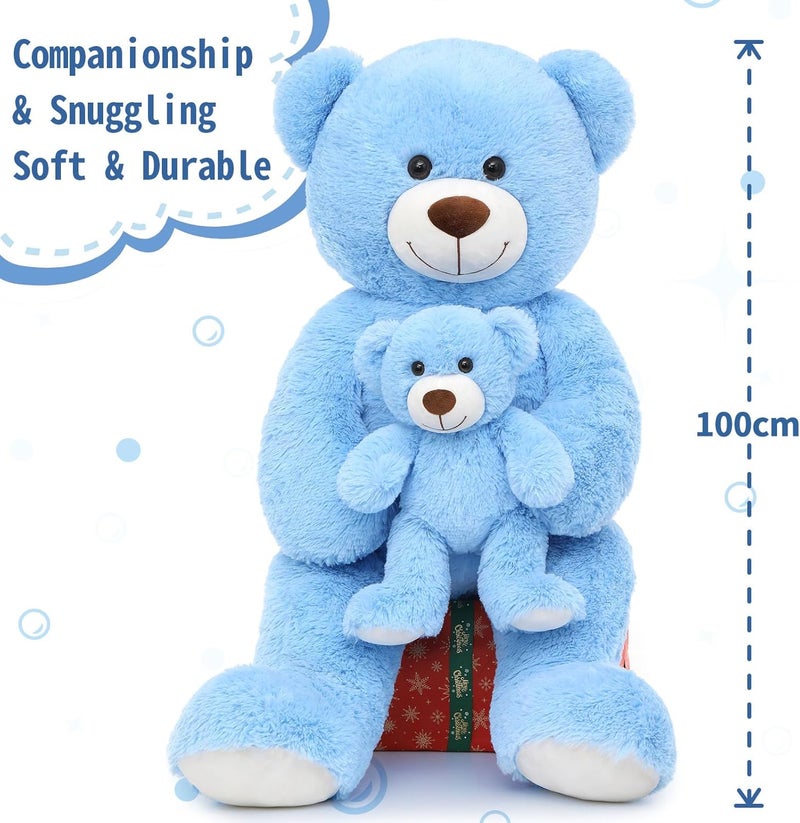 MorisMos Giant Teddy Large Teddy Bear with Baby 100cm Cuddly Toy Stuffed Animal Plush Bear - Image 3