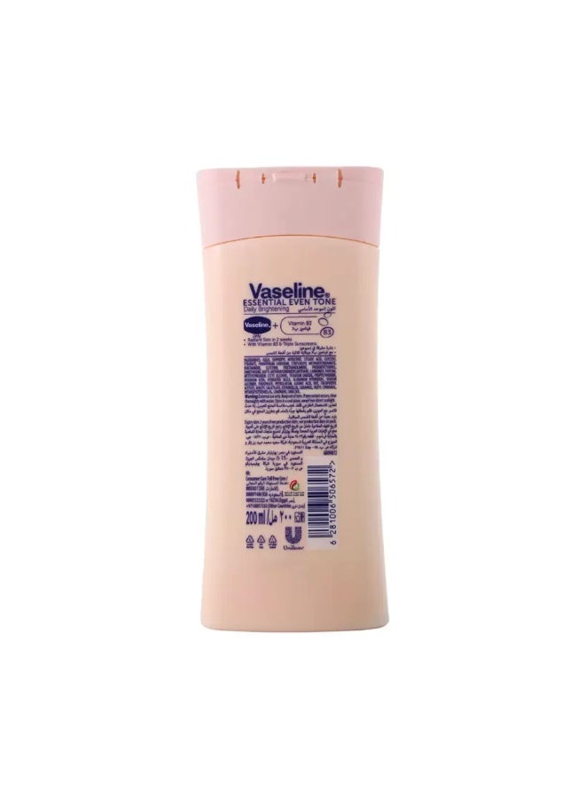 Vaseline Essential Even Tone Daily Brightening Body Lotion With Vitamin B3- 200ml - Image 2