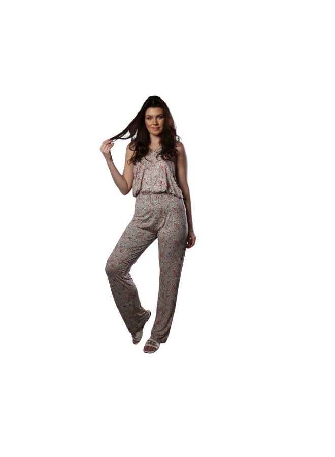 ZECOTEX Premium Cotton Jumpsuit - Paisley Printed Sleeveless Loungewear Romper with Halter Neckline & Elastic Waist - Women's Summer Sleepwear Set - Image 1