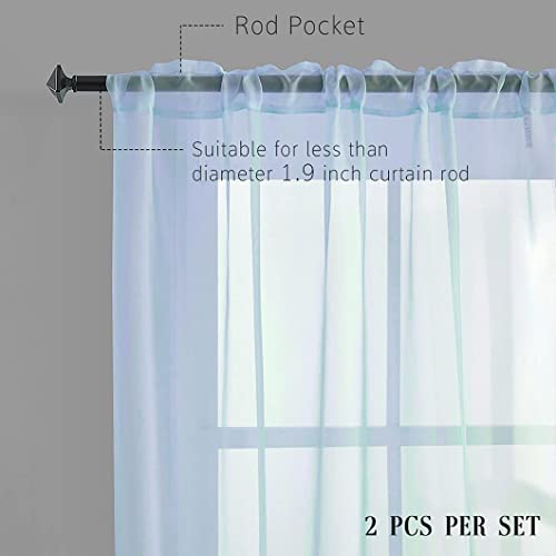TOAVA DECO Baby Blue Sheer Curtains 84 Inches Long for Bedroom Rod Pocket Sheer Voile Curtains Panels Light Filtering Blue Sheer Drapes for Windows/Living Room/Boys/Kids Room 52x84 2 Panels - Image 2