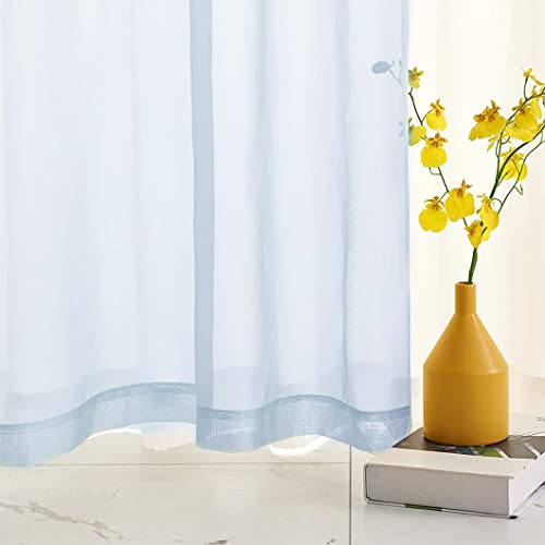 TOAVA DECO Baby Blue Sheer Curtains 84 Inches Long for Bedroom Rod Pocket Sheer Voile Curtains Panels Light Filtering Blue Sheer Drapes for Windows/Living Room/Boys/Kids Room 52x84 2 Panels - Image 3