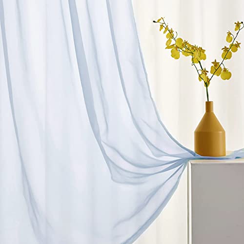 TOAVA DECO Baby Blue Sheer Curtains 84 Inches Long for Bedroom Rod Pocket Sheer Voile Curtains Panels Light Filtering Blue Sheer Drapes for Windows/Living Room/Boys/Kids Room 52x84 2 Panels - Image 5