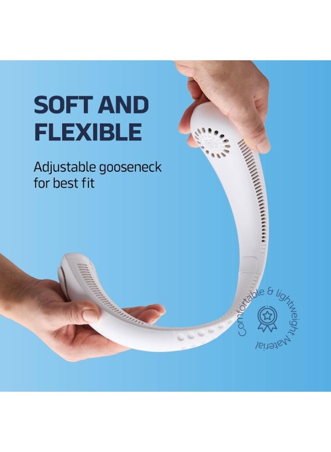 TEKCOOL Portable Neck Fan - 3 Speed Rechargeable Bladeless Neck Fan, Adjustable Personal Black Neck Fan For Women & Men Modern Design, Great Cooling Fan For Travel, Outdoors & Sports-White - Image 4