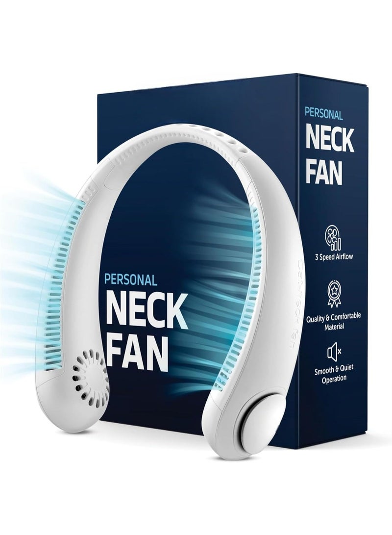 TEKCOOL Portable Neck Fan - 3 Speed Rechargeable Bladeless Neck Fan, Adjustable Personal Black Neck Fan For Women & Men Modern Design, Great Cooling Fan For Travel, Outdoors & Sports-White - Image 1