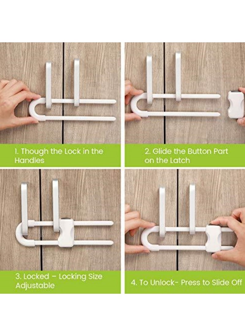 XiuWoo 6-Piece Baby Proofing Cabinets,Cabinet Locks for Babies,U-Shaped Child Locks for Cabinets, Child Proof Cabinet Latches,Child Safety Cabinet Locks with Adjustable  - Image 5