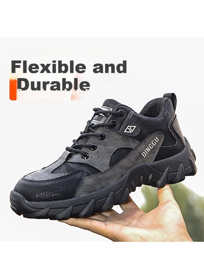 Dinggu Dinggu Men's Steel Toe High-top Safety Shoes With Anti-smashing And Anti-stab Design For All Seasons, Warm Lining, Model 1279hui41 