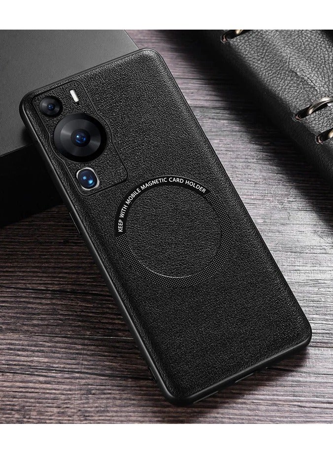 general Huawei P60 Pro Case PU Leather Magnetic Absorption Protection Back Cover
