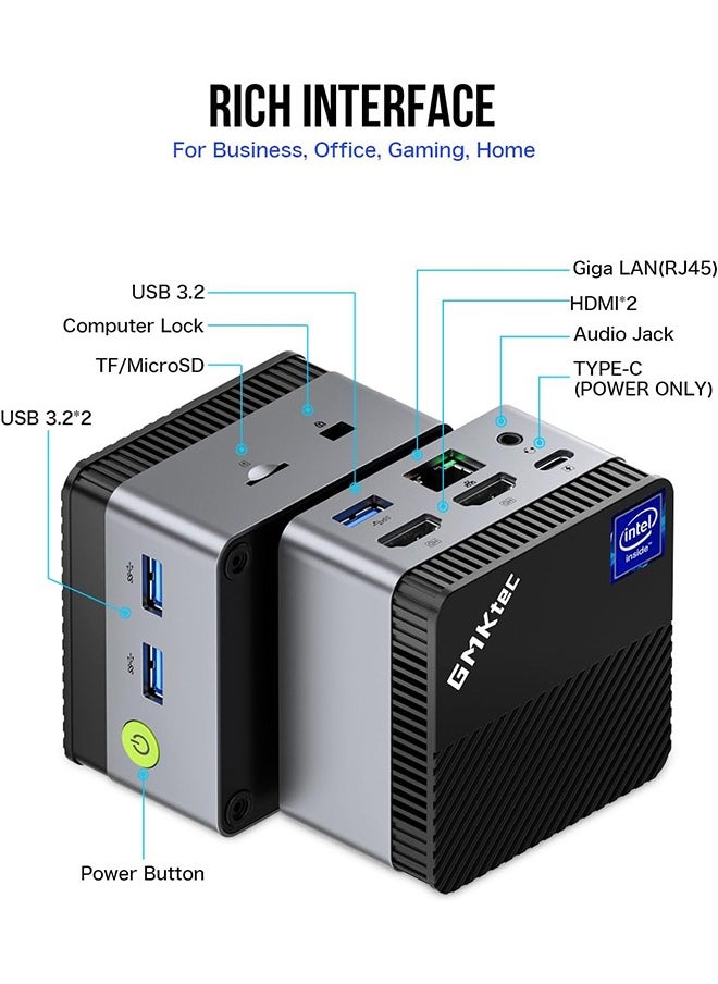 gmktec ميني كمبيوتر N97 ويندوز 11 برو كمبيوتر سطح المكتب ، إنتل N97 ( أعلى 3.60ghz ) 12GB DDR5 + 256GB فرقة , مناسبة لأنّ عمل , مدرسة , مكتب , Nucbox G5 12 + 256 - pzsku/Z265B7C6653636499C116Z/45/_/1731999031/1f6e7575-b409-481c-967e-248a6e60d981