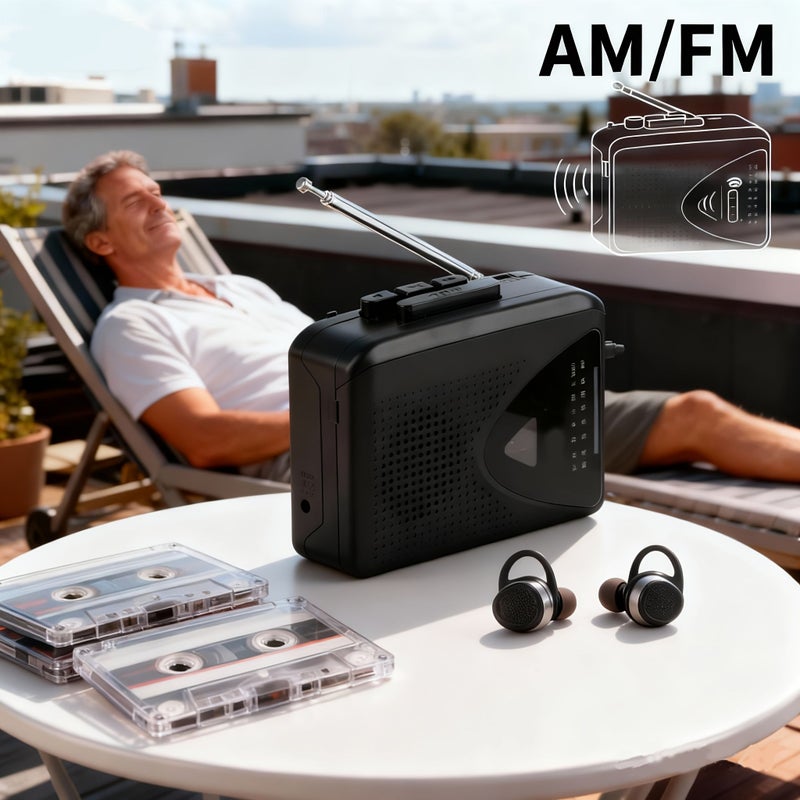 Ton007B Portable Cassette Player With AM FM Radio High Fidelity Sound Tape Noise Reduction Clear Reception Easy Operation Long Service Life Sturdy Retro Multifunction Recorder Built In Speaker - Image 1