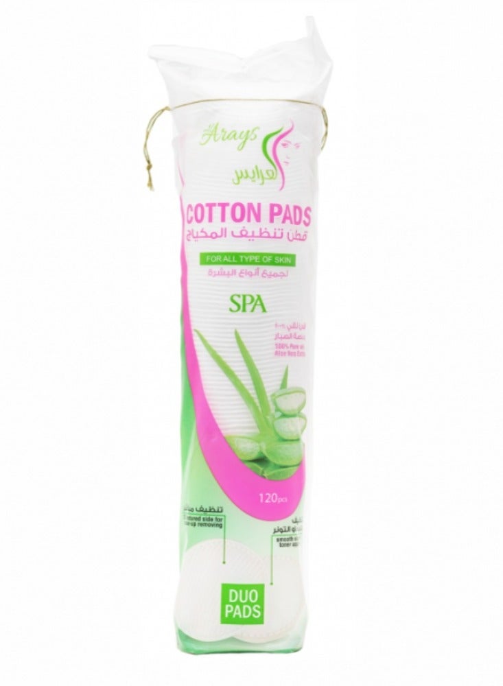 Alarays Cotton Pads 100% Pure With Aloe Vera Extract - 120 Pads - Image 1