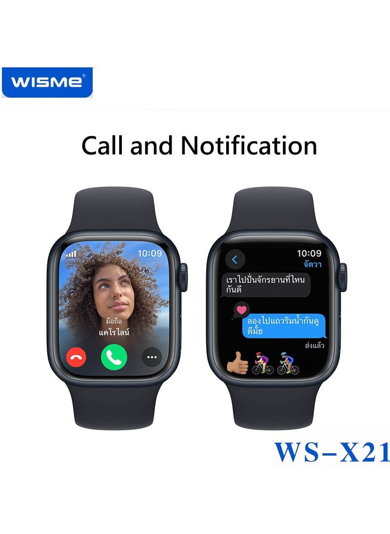 ويزمي ساعة ذكية WISME WS-X21 ذات تصميم أنيق وشاشة عالية الدقة مع 10 أزواج من الأشرطة وكابل شحن مصممة للسيدات والرجال باللون الأسود  - Image 4