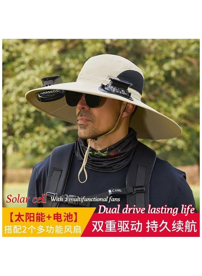 Summer solar fan hat, sun hat with fan, adult fisherman hat, fishing hat, outdoor sports sun protection hat - Image 1