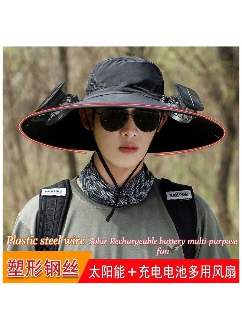 Summer solar fan hat, sun hat with fan, adult fisherman hat, fishing hat, outdoor sports sun protection hat - Image 5