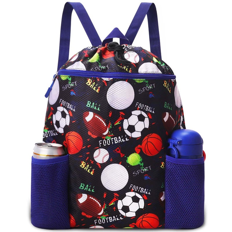 RHCPFOVR Drawstring Backpack for Kids Swim Bag for Beach Lightweight Waterproof Sports Gym Bag With Two Water Bottle Holder - Image 2