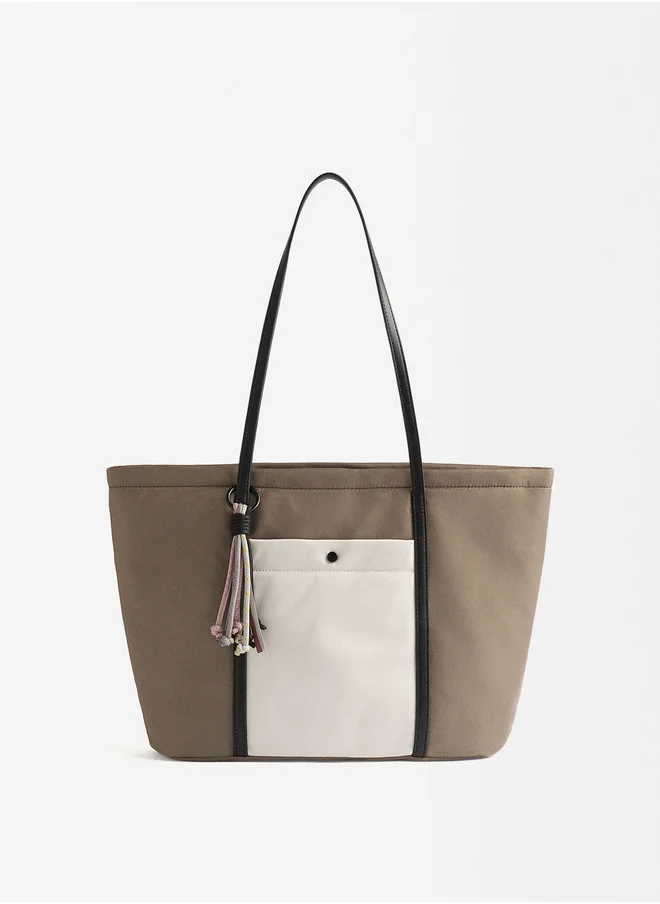 PARFOIS Nylon Shopper Bag With Exterior Pocket