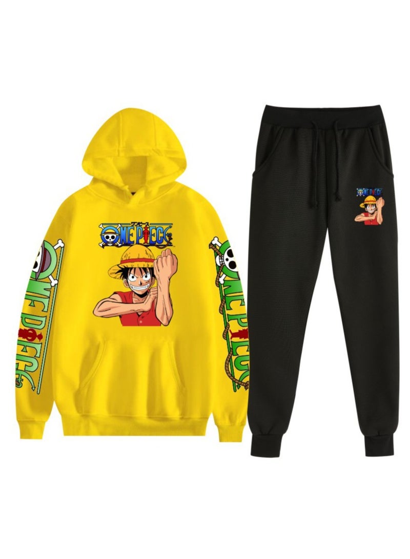 KUYING New One Piece Casual Loose Hooded Sweatshirt And Pants Set  - Image 1