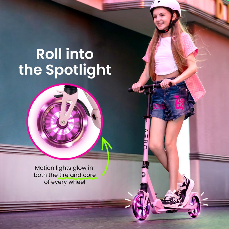 AERO MOBILITY Aero Scooter for Kids 6-12 & Teens | Light Up Big Wheels & Shock Absorption | Boys Girls 2 Wheels Kick Scooter | Foldable & Height Adjustable, 176lbs Max - Image 2