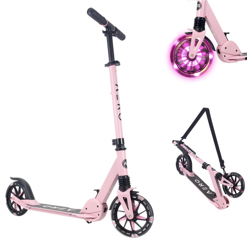 AERO MOBILITY Aero Scooter for Kids 6-12 & Teens | Light Up Big Wheels & Shock Absorption | Boys Girls 2 Wheels Kick Scooter | Foldable & Height Adjustable, 176lbs Max - Image 1